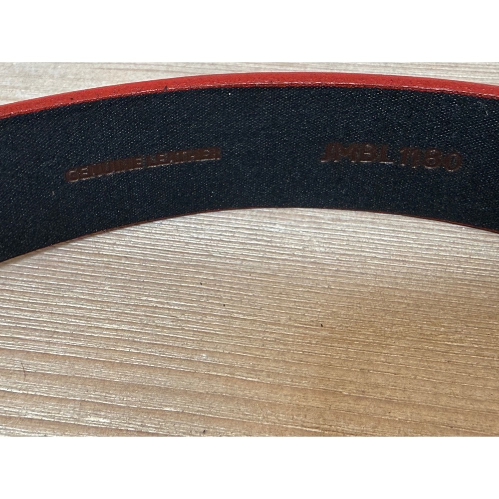 Excellent Johnnie-O Size 34 Belt Black Red Edge Genuine Leather Made in USA - Picture 5 of 7
